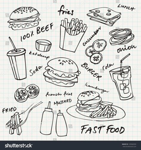 Fast food hamburger doodle set #Ad , #SPONSORED, #food#Fast#hamburger#set Burger Vector, Food Hamburger, Mcdonald Menu, Doodle Wall, Food Doodles, Burger Restaurant, Wall Drawing, Journal Doodles, Cute Coloring Pages