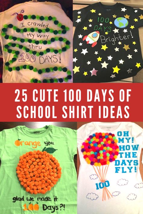 The children look forward to creating and designing their own 100 days t-shirt. here are The 25 Best 100 Days of School Shirt Ideas. 100 Day Of School Diy Shirt, Day 100 Shirt Ideas, Easy 100th Day Of School Shirt, Homemade 100 Days Of School Shirt, 100 Days Ideas For Kindergarten, 100 Things On A Shirt, 100 Day Of School Ideas Shirts, 110 Days Of School Ideas, 100th Day Of Kindergarten Shirt