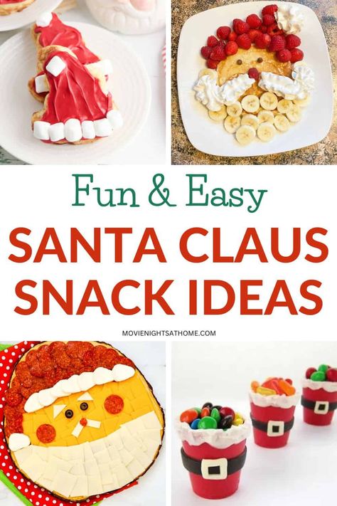 The Santa Clause Movie Night Food, Santa Claus Movie Night, Santa Party Food, Santa Snacks For Kids, Santa Clause Movie Night, Santa Food, Santa Pizza, Santa Recipes, Santa Pancakes