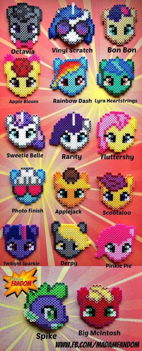 my little pony with spike Mlp Bead Patterns, Perler Beads Fnaf Mangle, Beads Iron Pattern, Fluttershy Perler Beads, Perler Bead Patterns Mlp, Twilight Perler Beads, Best Friend Perler Bead Patterns, Useful Perler Bead Projects, Pony Bead Rainbow