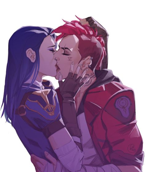 Arcane Vi And Caitlyn, Vi And Caitlyn Fan Art, Vi League Of Legends, Jinx League Of Legends, Oil And Water, League Of Legends Characters, Lesbian Art, Queer Art, Lol League Of Legends