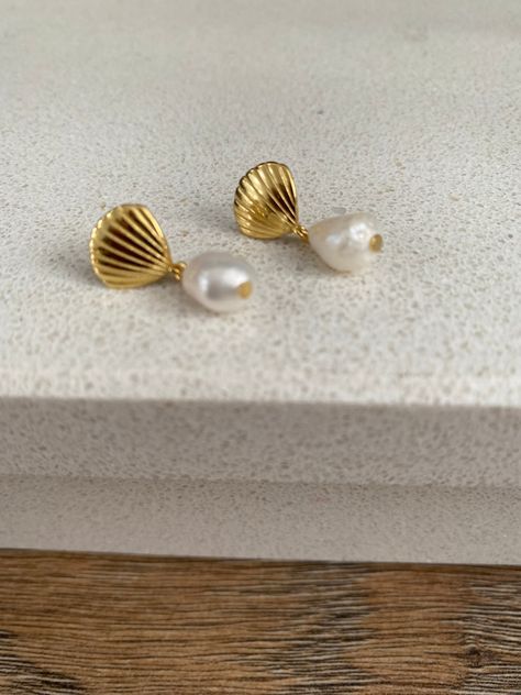 Ibiza 2024, Pearl Clam, Baroque Earrings, Pearl Statement Earrings, Stone Jewellery, Freshwater Pearl Jewelry, Natural Stone Earrings, Pearl Jewelry Wedding, Trending Necklaces