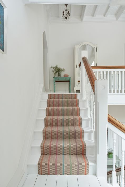 A JOURNEY IN COLOUR | A collaboration between Roger Oates Design + A Rum Fellow. Runner Inspiration, Georgian House, Quiet Corner, Herringbone Design, Paint Stripes, Stair Runners, Stripes Texture, House Interiors, Stair Runner