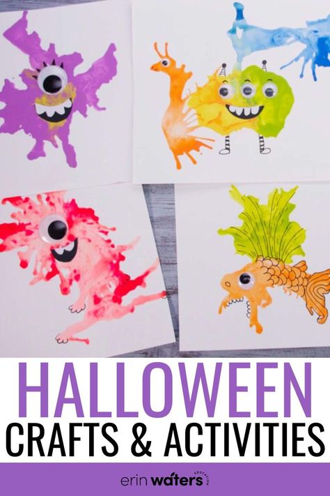 Looking for fun ways to celebrate Halloween in your elementary classroom? On the blog, I am sharing 10 fun and engaging Halloween activities your students will love. I share some Halloween writing prompts, Halloween crafts, Halloween math games, Halloween movies for kids and more! You can use these Halloween ideas for kids all month long. Use these kids activities for morning work, centers, or as party of your classroom Halloween party! Halloween Art Center Preschool, Halloween Themed Learning Activities, Halloween Class Party Preschool, Halloween School Crafts 2nd Grade, Primary Halloween Activities, Halloween Crafts For 3rd Grade Party, Halloween Small Group Activities, Halloween Crafts Elementary, Halloween Preschool Lesson Plans