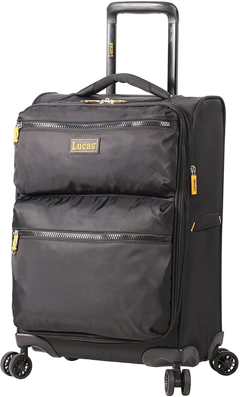 Amazon.com | Lucas Ultra Lightweight Carry On - Softside 20 Inch Expandable Luggage - Small Rolling Bag Fits Most Airline Compartments - Durable 8-Spinner Wheels Suitcase (Black) | Carry-Ons Lightweight Carry On Luggage, Travelpro Luggage, Camping Rucksack, Cute Luggage, School Bag College, Hardside Spinner Luggage, Rolling Bag, Travel Laptop Backpack, Lightweight Luggage