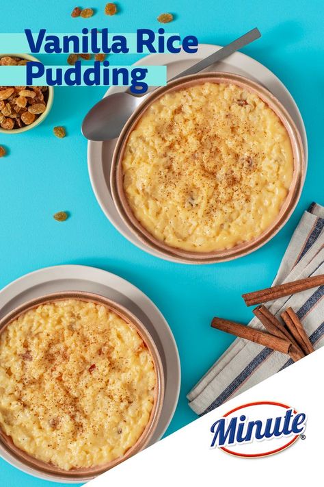 vanilla rice pudding with cinnamon Rice Pudding With Minute Rice, Rice Pudding With Minute Rice Recipe, Instant Rice Pudding Recipe, Rice Pudding Minute Rice, Vanilla Rice Pudding, Rice Pudding With Vanilla Pudding, Easy Rice Pudding With Minute Rice, Stove Top Rice Pudding With Cooked Rice, Minute Rice Pudding Recipe