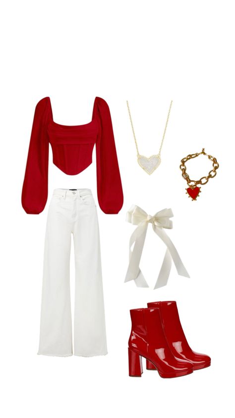 valentines day fit!! 💌 #red #outfit #fit #outfitinspo #inspo #valentine #valentines #valentinesday #white #kendrascott Valentines Day Fit, Christmas Party Outfits, Valentines Outfits, Valentine's Day Outfit, Gameday Outfit, Casual Chic Outfit, Red Outfit, Day Outfit, Really Cute Outfits