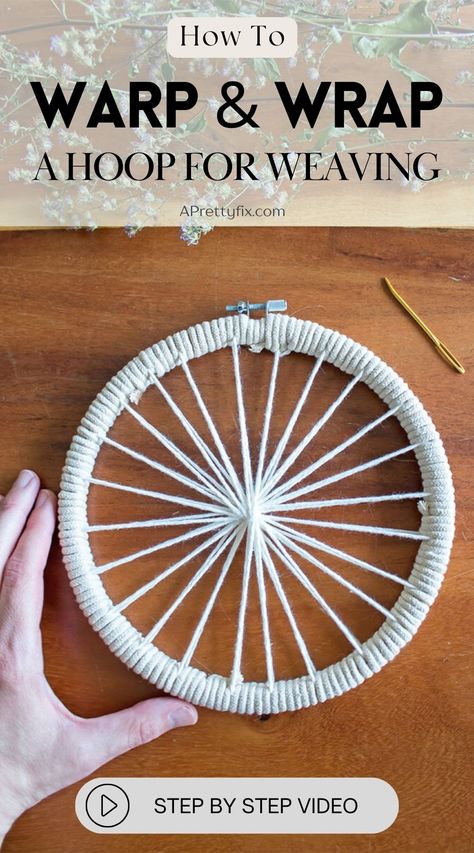 Learn how to warp and wrap a hoop for weaving in this beginner-friendly video tutorial. Includes step-by-step instructions, supplies list, and where to find circle weaving starter kits. #circleweaving #weaving #circularweaving #howtowarp #warping #diyweaving Round Weaving Tutorial, Hoop Weaving, Rug Braiding, Circle Weaving, Circular Weaving, Weaving For Kids, Crafting Techniques, Weaving Tutorial, Diy Weaving