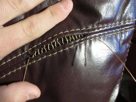 How To Repair A Broken Seam In Leather Upholstery Upholstery Repair Diy, Patch Leather Couch, Antique Chairs Makeover, Leather Couch Repair, Leather Furniture Repair, Diy Leather Repair, Couch Repair, Boat Upholstery, Vinyl Repair