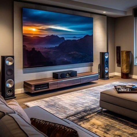 Modern Tv Wall Unit, Home Theater Room Design, Home Theater Installation, Theater Room Design, Home Theater Room, Best Home Theater, Big Screen Tv, Home Cinema Room, Modern Tv Wall