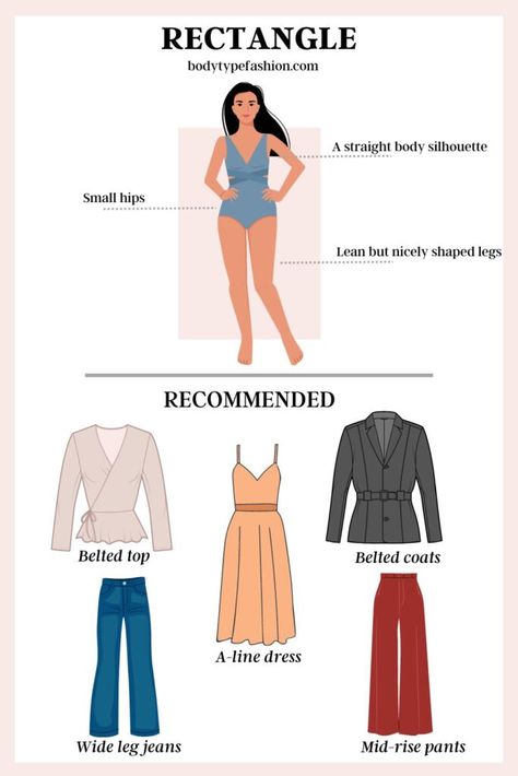 The Wardrobe Essentials for Rectangle shaped women How To Dress With A Rectangle Body Shape, Fall Outfits For Rectangle Body Shape, Outfit Idea For Rectangle Shape, How To Style Your Body Type, Best Clothes For Rectangle Body Shape, Rectangle Body Shape Outfits What To Wear, Short Rectangle Body Shape Outfits, Rectangle Body Shape Outfits Summer, How To Style Rectangle Body Shape