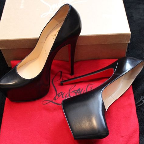 Christian Louboutin Shoes | Christian Louboutin Daffodile 160 Kid Black | Color: Black | Size: 6 Christian Louboutin Heels Outfit, Louboutin High Heels, Girls High Heels, Platform High Heel Shoes, Beautiful High Heels, Beautiful Heels, Christian Louboutin Heels, Louboutin Heels, Hot Heels