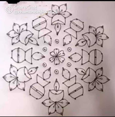 Kolam For Pongal, Dot Kolam Designs, Simple Rangoli With Dots, Dot Kolam, Pattern Design Drawing, Easy Rangoli Designs Videos, Dot Rangoli, Very Easy Rangoli Designs, Rangoli Designs Photos