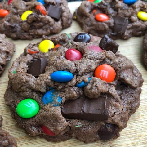 Double Chocolate Chunk M&M Cookies | All the Sweets Mm Cookies, Everyday Cookies, Ocean Prime, Food Dessert Recipes, Food Recipes Dessert, Baking Recipes Desserts, Tuna Tartare, Dessert Snacks, Chocolate Peanut Butter Pie