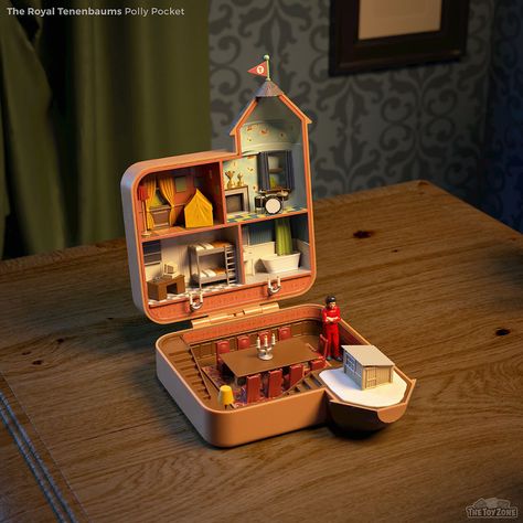 6 Iconic Homes From Movies And TV Shows Made Into Polly Pocket Playhouses By TheToyZone | Bored Panda Casa Do Hobbit, Royal Tenenbaums, Polly Pockets, Toy Instruments, The Royal Tenenbaums, Super Dad, Wes Anderson, Design Packaging, Film Set