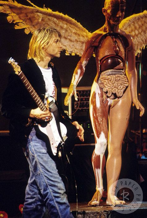 An Angel, Kurt Cobain, Nirvana, On Stage, Electric Guitar, A Man, Guitar, Angel