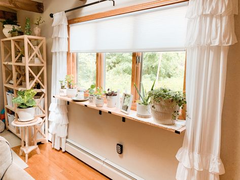 DIY Window Plant Shelf Shelf Under Window For Plants, Window Plant Holders Indoor, Plant Shelf Across Window, Under Window Shelves, Window Seal Plant Shelf, Diy Window Ledge Plant Shelf, Window Ledge Plant Shelf, Window Sill Shelf For Plants, Over Window Plant Shelf