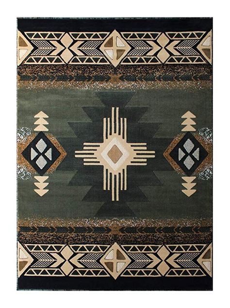 Amazon.com: South West Native American Area Rug Design C318 Sage Green (5 Feet X 7 Feet): Kitchen & Dining Native American Rug, Wall Mount Decor, Stained Glass Wood, Native American Rugs, Boho Floor, Southwestern Area Rugs, Southwest Design, Southwestern Patterns, Area Rug Design