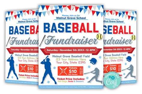 Baseball Fundraiser, Cleaning Service Flyer, Baseball Camp, Baseball Tournament, Fundraising Activities, Fundraiser Event, School Fundraising, Fundraiser Flyer, School Carnival