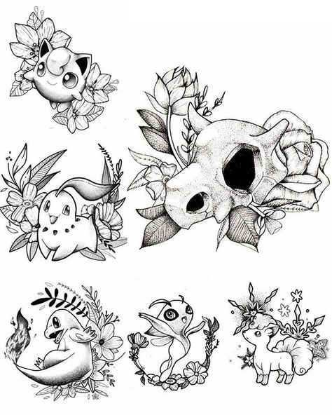 Charmander Tattoo, Geeky Tattoos, Gengar Tattoo, Flash Sheets, Tattoo Anime, Pokemon Tattoo, Flash Tattoo Designs, Spooky Tattoos, Cowgirl Art