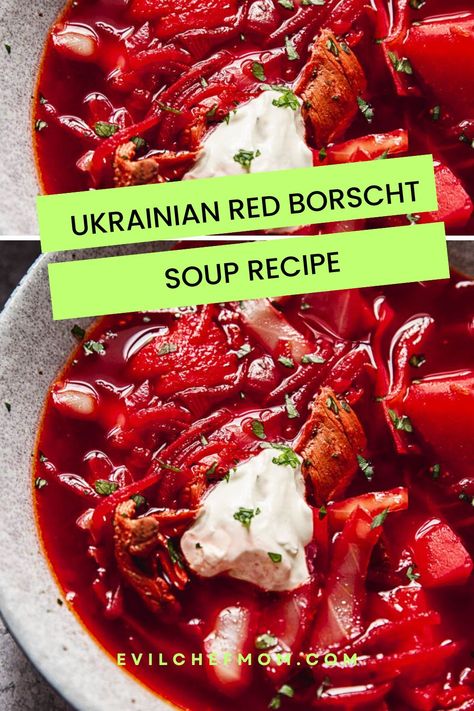 Ukrainian Red Borscht Soup Recipe Ukrainian Borscht Soup Recipe, Borchtch Soup Recipes Ukrainian, Red Borscht, Classic Borscht Recipe, Borscht Soup Recipe, Borscht Recipe, Baked Potato Soup Recipe, Borscht Soup, Pollo Recipe