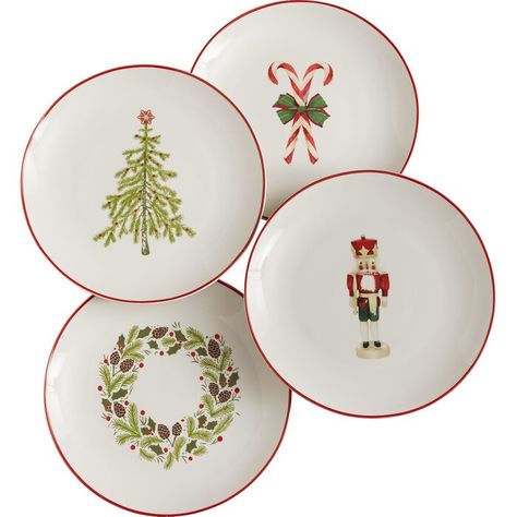 Christmas Ceramic Plates, Christmas Plate Painting Ideas, Christmas Plate Ideas, Nutcracker Wreath, Christmas Dinner Plates, Christmas Salads, Holiday Dinnerware, Red Plates, Appetizer Plates Set