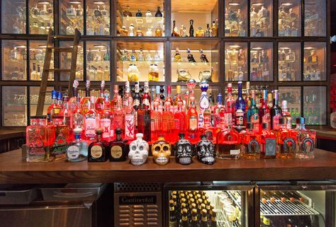 These are the 21 best tequila bars in America Mexican Restaurant Ideas, Drinks Display, Mexican Restaurant Design, Tequila Agave, Mexican Bar, Tequila Tasting, Drink Display, Tequila Bar, Tequila Margarita