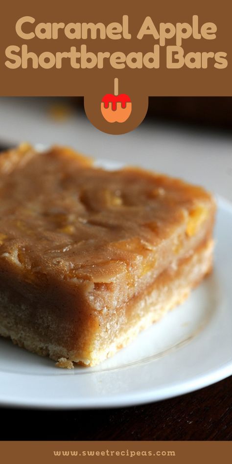 Caramel Apple Shortbread Bars Apple Shortbread Bars, Apple Shortbread, Apple Bar Recipes, Caramel Bars Recipe, Shortbread Bars Recipes, Shortbread Bites, Recipe Using Apples, Caramel Apple Cookies, Caramel Apple Bars