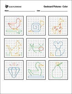 Geoboard Print - Class Playground Free Geoboard Printables, Geoboard Patterns Free Printable, Geo Board Patterns Printable Free, Geoboard Activities, Geo Board, Visual Perception Activities, Basic Programming, Baby Learning Activities, Resources For Teachers