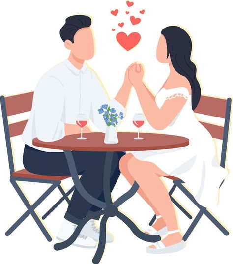 Couples Dining, Summer Cafe, Father And Girl, Vector Characters, Valentine Clipart, Female Art Painting, Simple Cartoon, Web Graphic Design, Cartoon Background