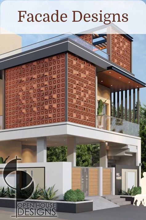 House Exterior 1 Story, 1 Story Modern House, House Front Elevation, Modern Bungalow House Design, Narrow House Designs, Apartments Exterior, House Outer Design, Brick Cladding, Small House Front Design