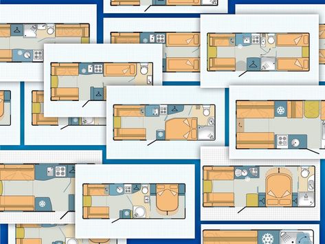 Practical Caravan – What's your dream layout? - End washroom? End kitchen? Fixed bunks? Fixed singles? The list goes on... How do you like yours? (© Jenny Owen/Practical Caravan) Caravan Layout Ideas, Caravan Floor Plan, Caravan Layout Floor Plans, Caravan Layout, Small Caravans, Interior Design Layout, Touring Caravan, Caravan Holiday, Caravan Renovation