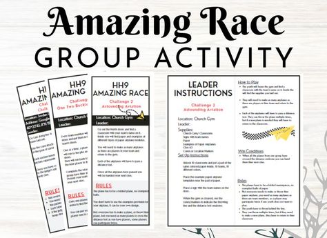 Printable Template to create your own Amazing Race Group Activity. Every detail customizable! Perfect for youth groups, birthdays and family reunions! Amazing Race Challenges, Amazing Race Games, Escape Puzzle, The Guess Who, The Amazing Race, School Culture, Youth Activities, Printable Game, Amazing Race