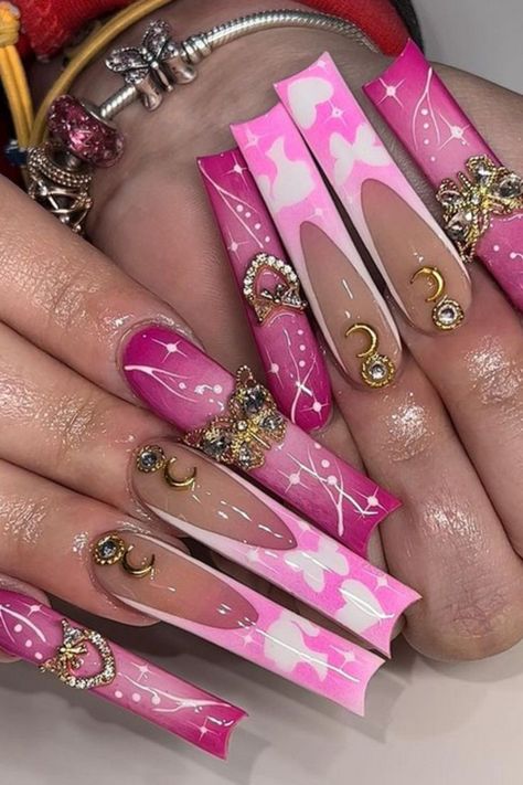 Airbrush Set Nails, Barbie Nail, Aesthetic Barbie, Barbie Nails, Pink Glitter Nails, Barbie Inspired, Exotic Nails, Really Cute Nails, Nails Polish