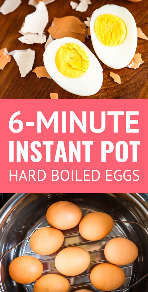 Instant Pot Hard Boiled Eggs -- these Instant Pot eggs turn out *amazing* every time! They're easy to peel, perfectly cooked, and never have those icky green yolks... This is the perfect recipe for learning how to use your new electric pressure cooker! | instant pot boiled eggs | hard boiled eggs in instant pot | instant pot eggs | meal prep ideas | 6 minute eggs | #instantpot #instantpotrecipes #instantpothacks #easyrecipe #hardboiledeggs #mealprep #mealprepideas Instant Pot Hard Boiled Eggs, Cooking Eggs, Instant Pot Ideas, Healthy Eggs, Instant Pot Meals, Boiled Egg Diet, Eggs Breakfast, Egg Recipe, Best Instant Pot Recipe