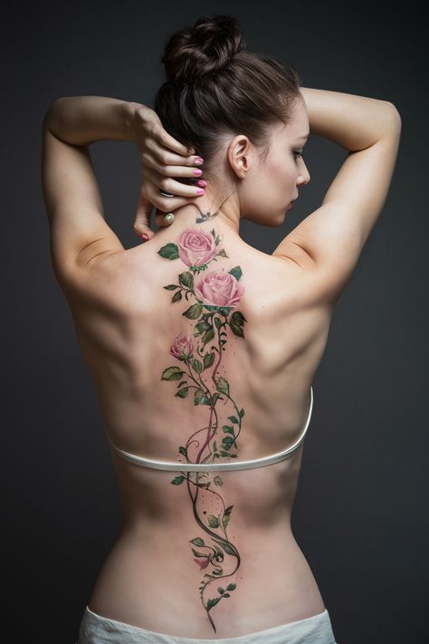 Discover the world of spine tattoos for women that beautifully blend elegance with floral designs. These tattoos are not only unique but also carry meaningful symbolism, making them a perfect choice for those seeking to express their individuality. Whether you prefer delicate petals or bold red flowers, each design can resonate with your personal journey. Explore various styles, from simple and dainty to more intricate features, and find inspiration for your next tattoo. Neo Traditional Spine Tattoo, Spine Tattoo Designs For Women, Elegant Spine Tattoos For Women, Unique Spine Tattoos For Women, Rose Spine Tattoo, Elegant Spine Tattoos, Spine Tattoo Designs, Floral Spine Tattoo, Spinal Tattoo