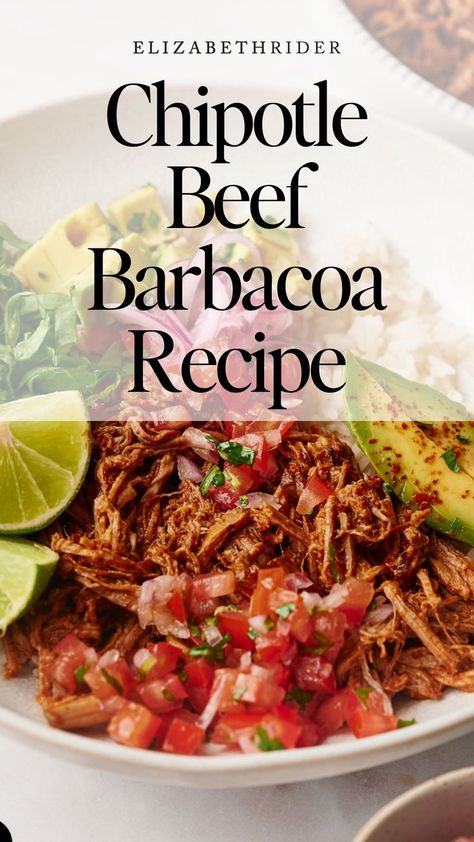 This chipotle beef barbacoa recipe will make you excited to cook at home! It’s proof that a few simple ingredients can transform something ordinary into extraordinary.We use chipotle peppers in adobo sauce for that distinct smokey, savory, bold flavor. The title also has a second meaning—this shredded beef recipe tastes a lot like the food chain Chipotle’s barbacoa.Easy barbacoa recipe | Flavorful beef dishes | Slow-cooked beef recipe Chipotle Beef Recipe, Chipotle Beef Barbacoa, Easy Barbacoa Recipe, Chipotle Barbacoa Recipe, Chipotle Barbacoa, Shredded Beef Recipe, Chipotle Beef, Chipotle Peppers In Adobo Sauce, Shredded Beef Recipes