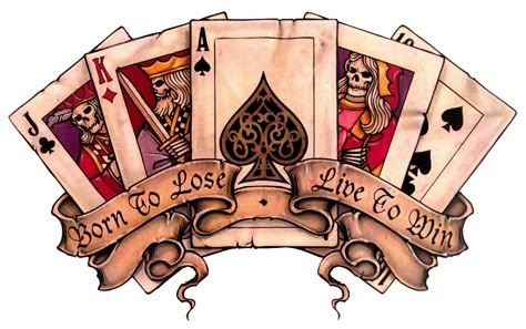 Royal Flush Tattoo Tato 3d, Cards Tattoo, Sterling Archer, Born To Lose, Nail Art Tattoo, Card Tattoo Designs, Old School Tattoos, Geniale Tattoos, Flash Tattoo Designs