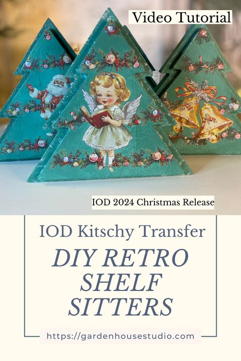 Diy Christmas Crafting has begun. Have you seen the new release from IOD? The Christmas 2024 Release is amazing. We have a countdown to Christmas 30 day craft challenge and this KItschy Christmass Transfer is a feature. #ChristmasCraftingIdeas #IodChristmas #IodChristmasTransfers #ChristmasDiyGifts #ChristmasCountdownTutorials Iron Orchid Designs Christmas, Christmas Shelf Sitters, Iod Christmas, Christmas Countdown Crafts, Retro Shelf, Iod Stamps, Iod Transfers, Retro Shelves, Christmas Shelf