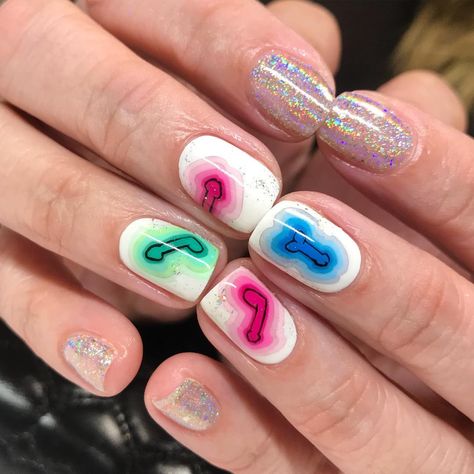 Disco Dicks for Heather, inspired by the saguaro gradient mural @amigomodern posted yesterday 🤗💚 using gel colors from @naillabousa… Men Nails, Nail Buffers, Gel Colors, Nail Room, Nice Nails, Cream Nails, Great Nails, Nail Strengthener, Going Viral