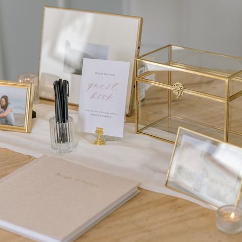 Breigh & Nathan's Wedding — joyfully co. Guestbooks Ideas For Wedding Polaroid, Fun Guest Book Ideas, Guest Table Ideas, Guest Book Table Ideas, Guestbooks Ideas For Wedding, Wedding Registration Table, Wedding Guest Book Table Decorations, Wedding Gift Table Decor, Wedding Stations