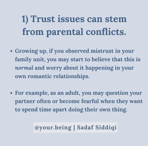 Trust issues often stem from past betrayals, inconsistent or unreliable behavior from others, low self-esteem or fear of vulnerability, and negative past experiences or trauma. These factors can create a fear of being hurt again, leading to difficulties in trusting others fully. #trustissues #trust #betrayal #trauma #lowselfesteem #fearofvulnerability #hurtfulbehavior #learntrust #emptionalwellbeing #mentalhealthawareness Fear Of Vulnerability, Family Units, Healing Therapy, Trust Issues, Low Self Esteem, Mental Health Awareness, Self Esteem, Growing Up, No Worries