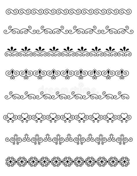 Dividers Design Drawing, Border Illustration, Page Dividers, Doodle Borders, Muster Tattoos, Page Borders Design, Clip Design, Geniale Tattoos, Rangoli Border Designs