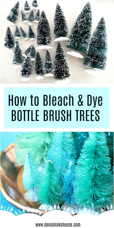 DIY Dyed Bottle Brush Trees + Styling a Narrow Mantle | Dans le Lakehouse. Learn how to dye bottle brush trees! Vintage inspired retro holiday decor. Handmade christmas decor with retro vibes. #retrochristmas #vintageholidays #bottlebrushtrees Handmade Christmas Decor, Diy Dye, Bottle Brush Christmas Trees, Brush Trees, Retro Holiday, Handmade Christmas Decorations, Bottle Brush Trees, Handmade Christmas Gifts, Bottle Brush