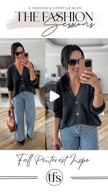 Tracy \\ The Fashion Sessions on Instagram: "Cardigan season is here. And nobody does cardigans like @OneQuince. Check my stories for details.
•
💫 Sizing (I’m a little over 5’6”, small on top, 4/27 bottoms)
-Wide-leg jeans-Target, run TTS, in 4
-Boyfriend cardigan-One Quince, color is charcoal, sized up to large for looser fit but definitely could have gone with a medium
•
💫 To shop, comment “Outfit” to have shoppable links sent directly to your  inbox. Must be following me for IG to send you the message.
•
💫 Links are also in my link in bio under “Shop My Looks”, or find them under my “Sept. Links” Highlight. 

• Over 50 style, over 40 fashion, fashion over 40, fashion over 50, how to style, fall outfit, elevated casual, fall transition outfit

#fashionoverforty #casualoutfit #summerou Over 40 Fashion, Elevated Casual, Fall Transition Outfits, 40 Fashion, Boyfriend Cardigan, Fall Transition, 50 Style, Style Fall, Fashion Over 40