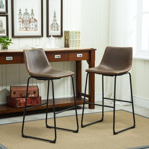 Roundhill Furniture Lotusville Vintage PU Leather Barstools Antique Brown Set of 2 * Be sure to check out this awesome product.-It is an affiliate link to Amazon. #Furniture Farmhouse Bar Stools, Pub Table Sets, Leather Bar Stools, Metal Dining Chairs, Counter Height Table, Metal Bar Stools, Counter Height Bar Stools, Counter Height Stools, Furniture Outlet