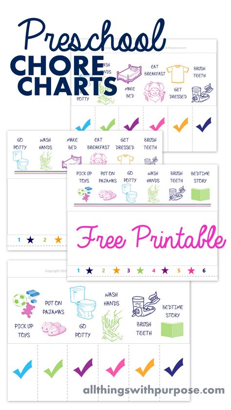 Printable Chore Charts (Preschool Contributor) Preschool Chores, Free Printable Chore Charts, Kids Chores, Toddler Chores, Reward Charts, Chore Charts, Printable Chore Chart, Routine Chart, Chore Chart Kids