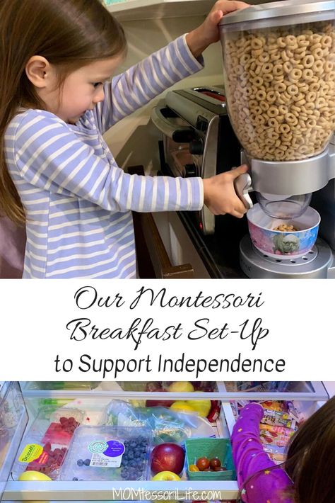 Our Montessori Breakfast Set-Up to Support Independence Montessori Snack Station, Teach Telling Time, Freeze Muffins, Breakfast Station, How To Tell Time, Freeze Pancakes, Snack Station, Montessori Parenting, Toddler Kitchen