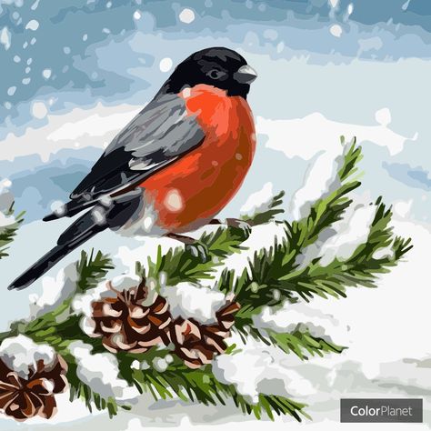 Love Birds Drawing, Oil Painting App, Idea Paint, Winter Drawings, Paintings Tutorials, Acrylic Art Projects, Paint Nite, Country Paintings, Holiday Painting