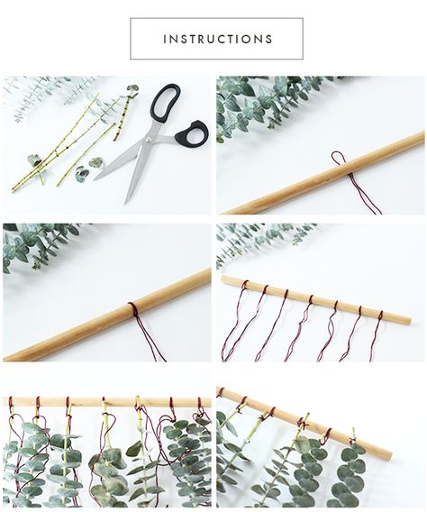 Oh The Sweet Things: DIY | Hanging Eucalyptus Eucalyptus Diy, Eucalyptus Wall Hanging, Hanging Eucalyptus, Diy Eucalyptus, Tying Knots, Wall Hanging Diy, Diy Hanging, Bright Flowers, Extra Room